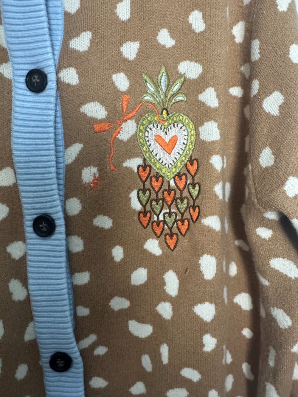 Never Fully Dressed XXLHollie Cardigan--fawn deer print & blue embroidered cardi - Picture 3 of 7